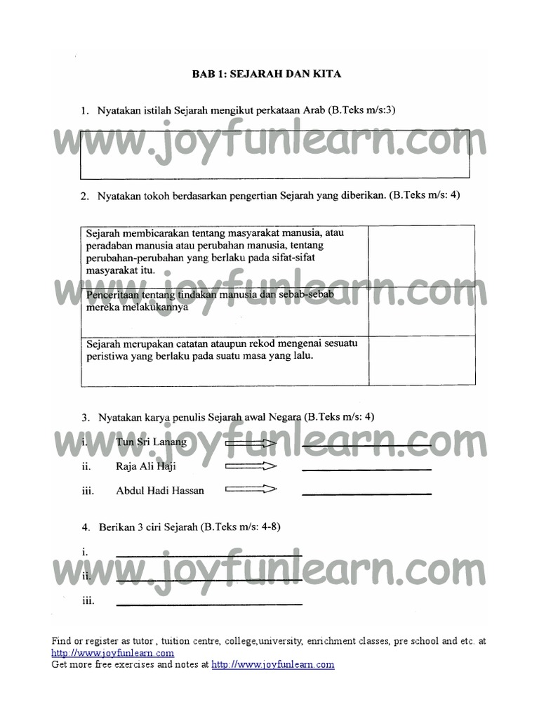 Sejarah Form 1 Bab1 & 2 | PDF | Schools | Further Education