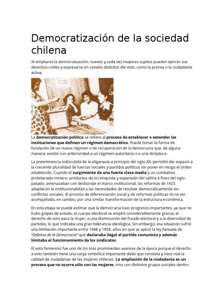 Democratización de La Sociedad Chilena PDF