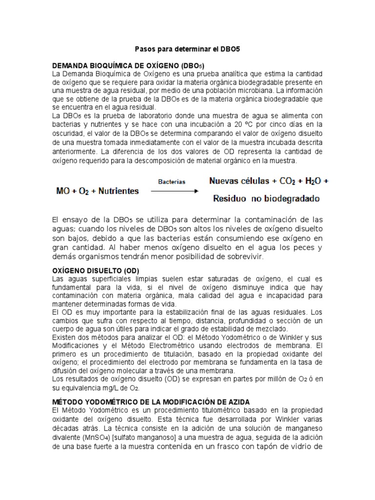 Cómo determinar la DBO5 en aguas residuales | PDF | Aguas residuales | Agua