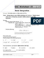 MAC Worksheet 15 Basic Integration: Prerequisite: Basic Differentiation and Differentiation With Trig