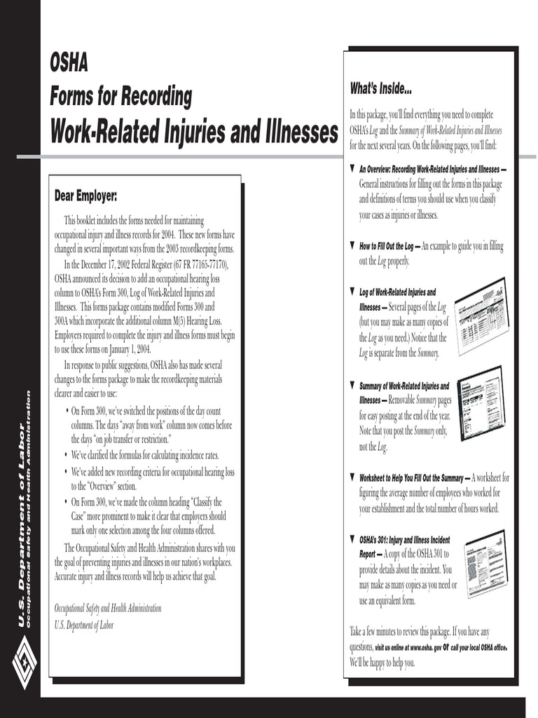 Osha form 300 pdf occupational safety and health administration