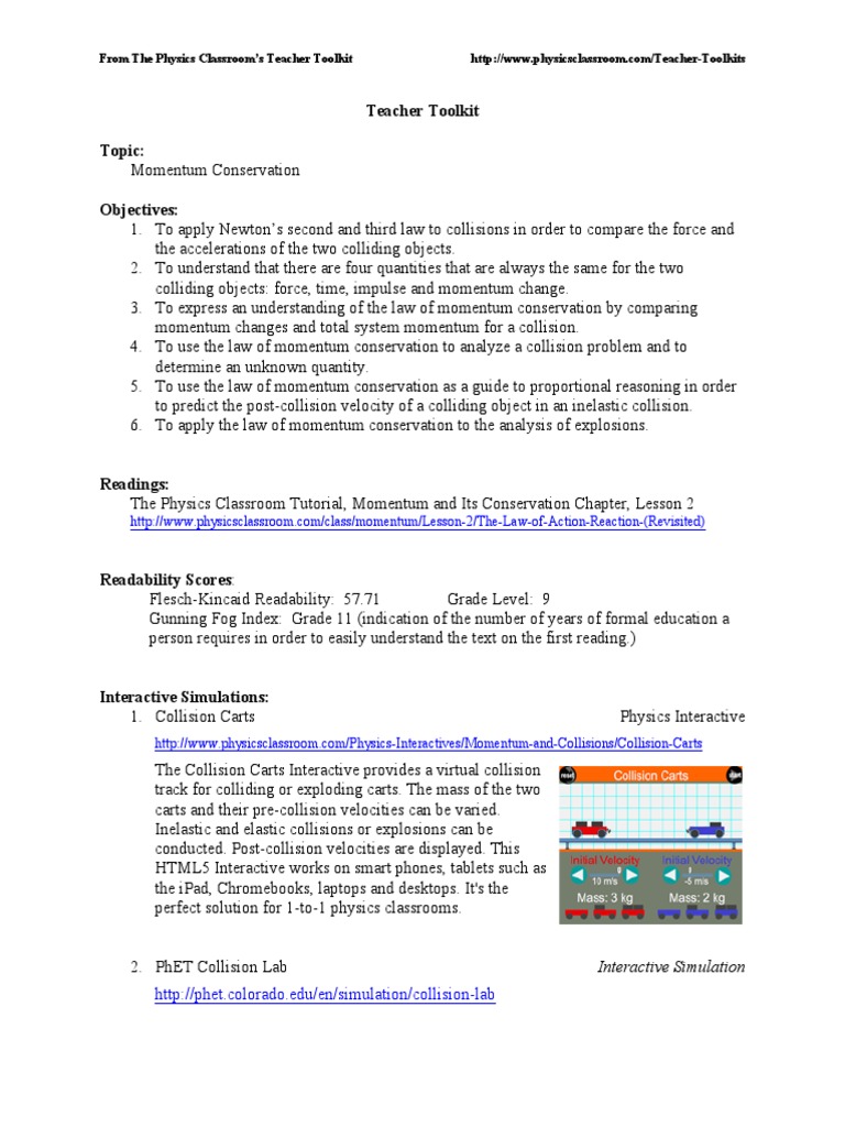 Momentumconservation Pdf Collision Momentum