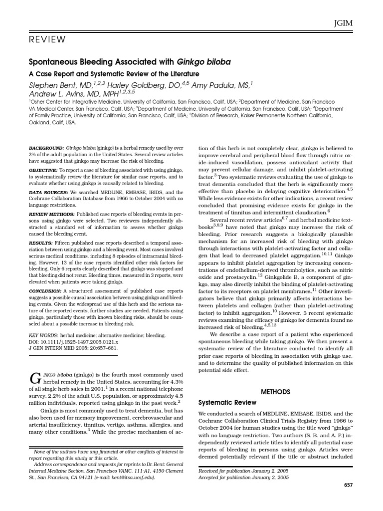 Spontaneous Bleeding Associated With Ginkgo Biloba PDF