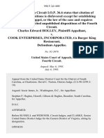 Charles Edward Holley v. Cook Enterprises, Incorporated, T/a Burger King Restaurant, 998 F.2d 1009, 4th Cir. (1993)