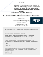 Okwoukei Okonmah v. U.S. Immigration & Naturalization Service, 7 F.3d 225, 4th Cir. (1993)