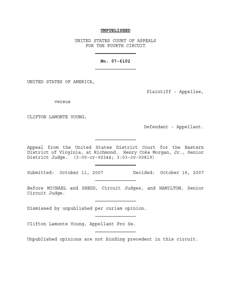 United States v. Young, 4th Cir. (2007) PDF