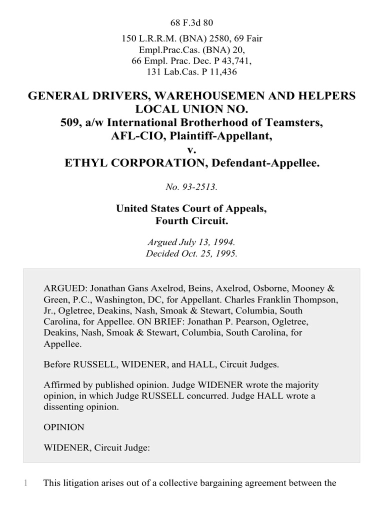 Union vs. Ethyl Corp: Arbitration Dispute | PDF | Collective Bargaining ...