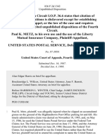 Paul K. Metz, To His Own Use and The Use of The Liberty Mutual Insurance Company v. United States Postal Service, 836 F.2d 1342, 4th Cir. (1988)