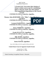 United States v. Thomas Allen Burnside, A/K/A "Blue" A/K/A "Big Boy", United States of America v. Leonard McDowell United States of America v. Bruce Perkins, United States of America v. Frank Sullivan, United States of America v. Billy Byrd, United States of America v. James Sligh, 800 F.2d 260, 4th Cir. (1986)