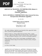 Service & Training, Incorporated Robert J. Montgomery v. Data General Corporation Data General Services, Incorporated, 963 F.2d 680, 4th Cir. (1992)