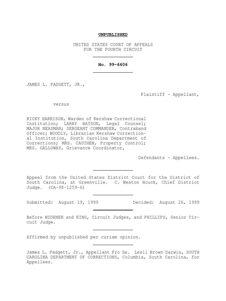 Padgett v. Harrison Appeal Decision | PDF