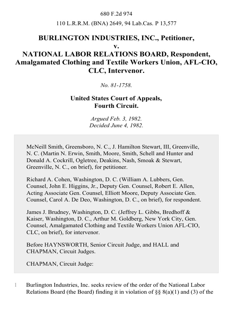 Burlington Industries, Inc. v. National Labor Relations Board