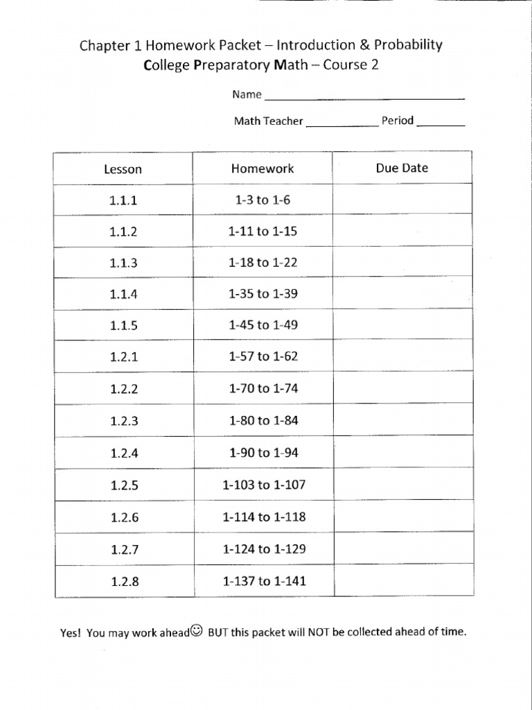 Chapter 1 Homework Packet | PDF