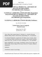 Halstead Metal Products, a Division of Halstead Industries, Incorporated v. National Labor Relations Board, Halstead Metal Products, a Division of Halstead Industries, Incorporated v. National Labor Relations Board, 940 F.2d 66, 4th Cir. (1991)
