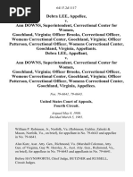 Debra Lee v. Ann Downs, Superintendent, Correctional Center for Women, Goochland, Virginia Officer Brooks, Correctional Officer, Womens Correctional Center, Goochland, Virginia Officer Patterson, Correctional Officer, Womens Correctional Center, Goochland, Virginia, Debra Lee v. Ann Downs, Superintendent, Correctional Center for Women, Goochland, Virginia Officer Brooks, Correctional Officer, Womens Correctional Center, Goochland, Virginia Officer Patterson, Correctional Officer, Womens Correctional Center, Goochland, Virginia, 641 F.2d 1117, 4th Cir. (1981)