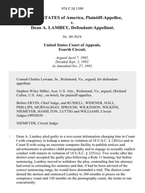 United States v. Dean A. Lambey, 974 F.2d 1389, 4th Cir. (1992)