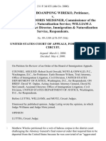 Matthew Boampong Wireko v. Janet Reno Doris Meissner, Commissioner of the Immigration & Naturalization Service William J. Carroll, District Director, Immigration & Naturalization Service, 211 F.3d 833, 4th Cir. (2000)