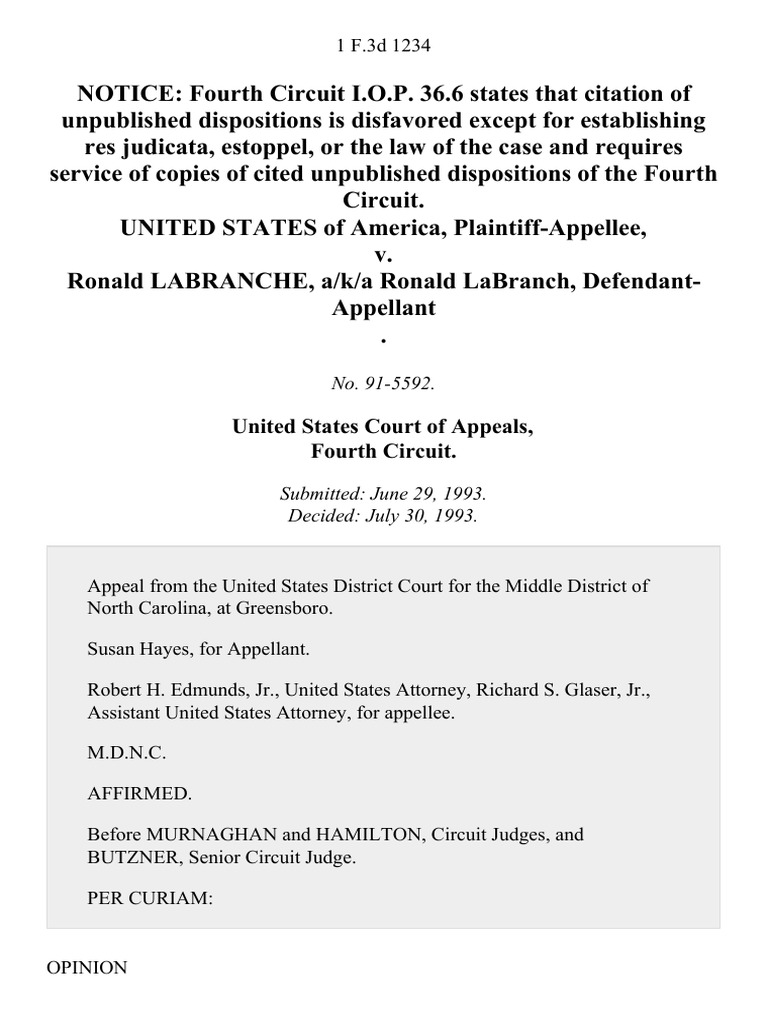 LaBranche Drug Conspiracy Appeal Affirmed | PDF | Burden Of Proof (Law ...