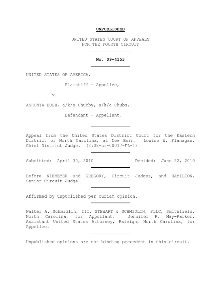 Fourth Circuit Affirms Bush's Sentence | PDF | Pro Se Legal ...
