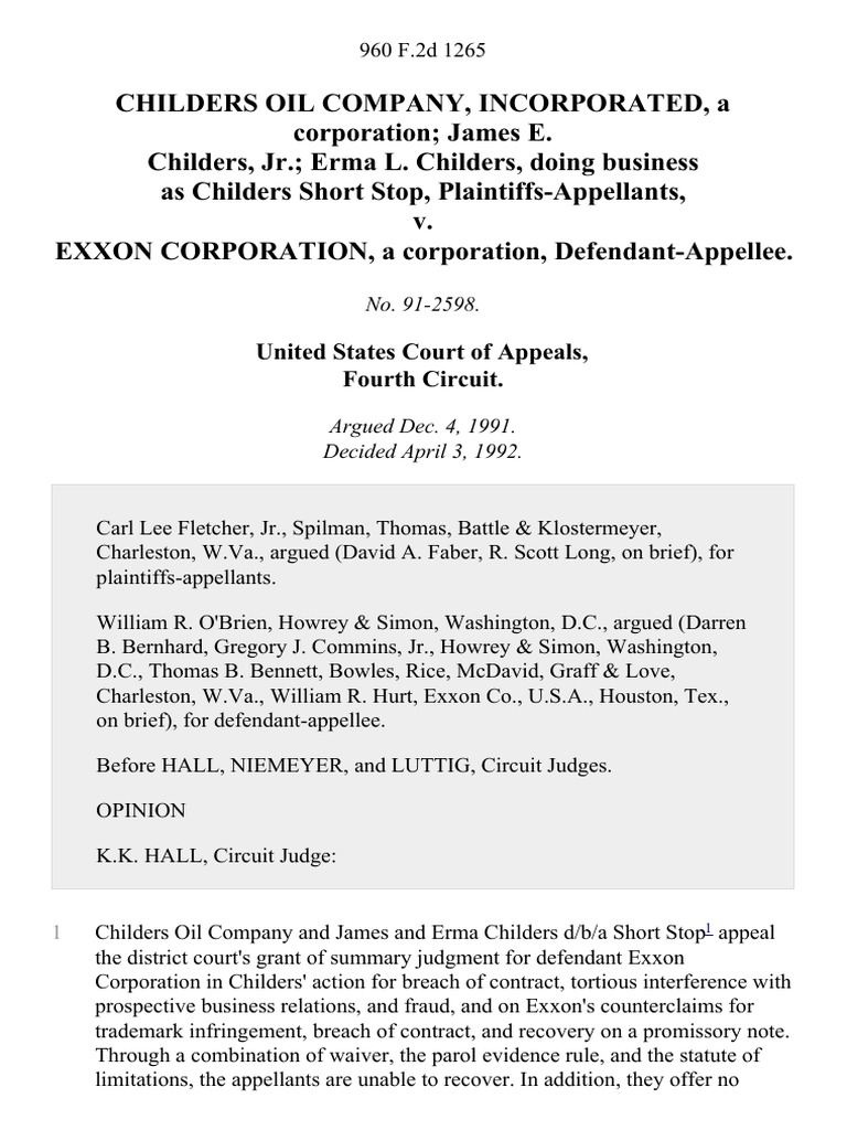 Childers Oil Company, Incorporated, a Corporation James E. Childers, Jr