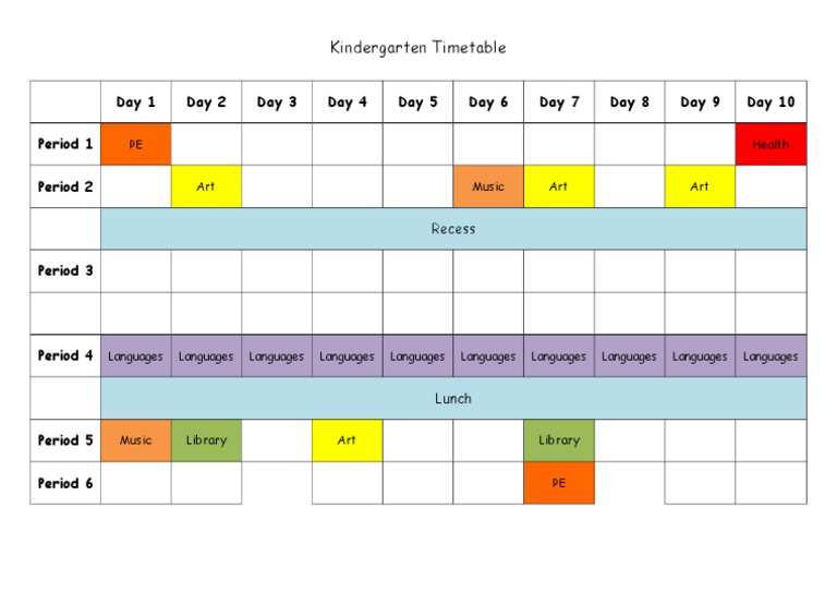 Kindergarten Timetable | PDF
