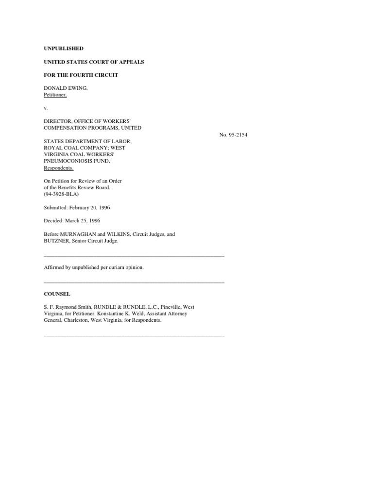 Ewing v. DOWCP, 4th Cir. (1996) PDF Richardson V. Perales