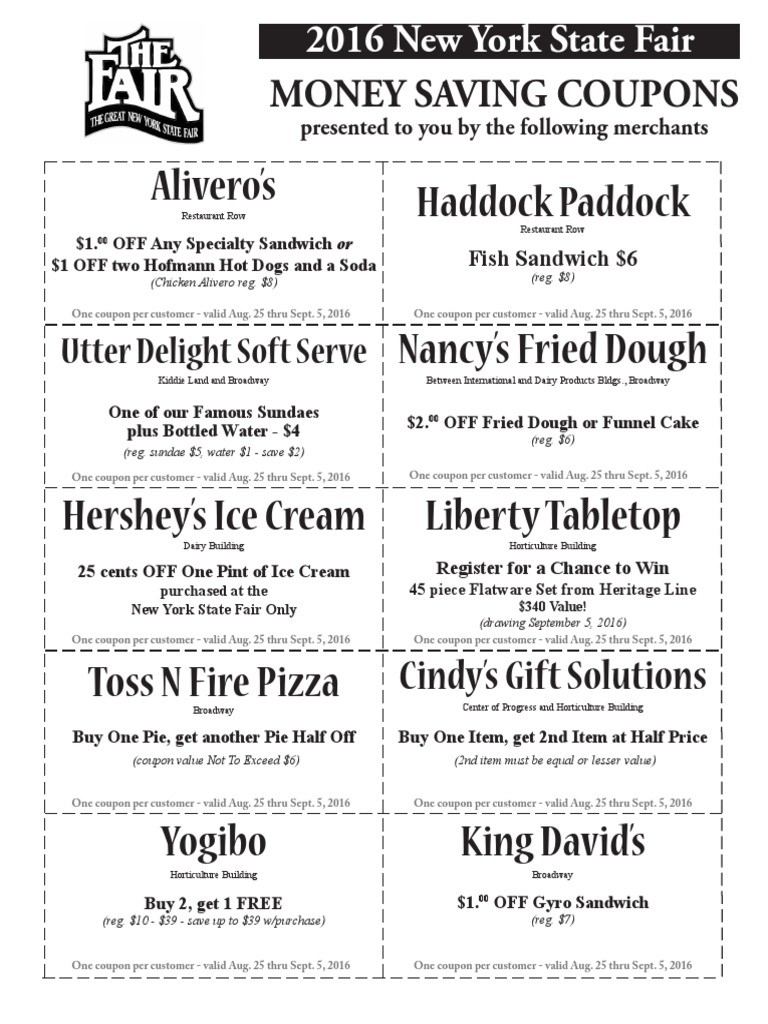 2016 State Fair Coupons Download Free PDF Coupon Food And Drink