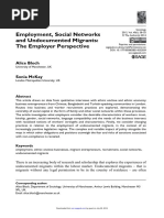 Bloch & McKay (2015) - Employment, Social Networks and Undocumented Migrants