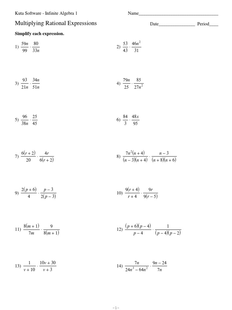 Multiplying Rational Expressions Algebra Abstract Algebra