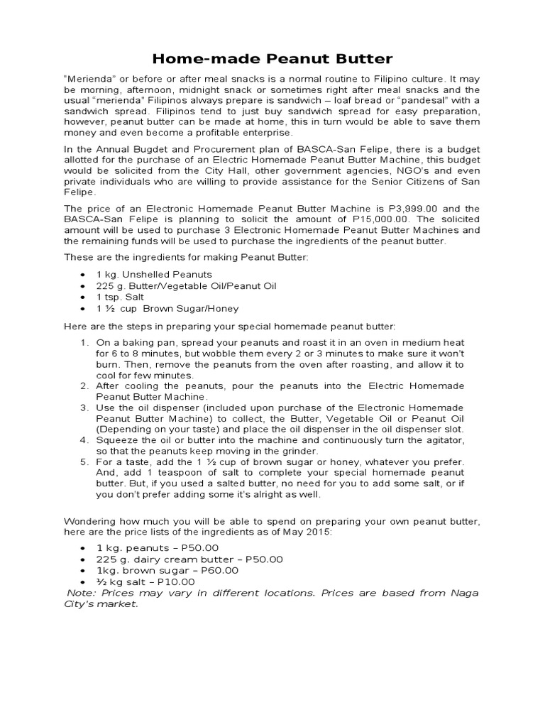 Free peanut butter business plan image