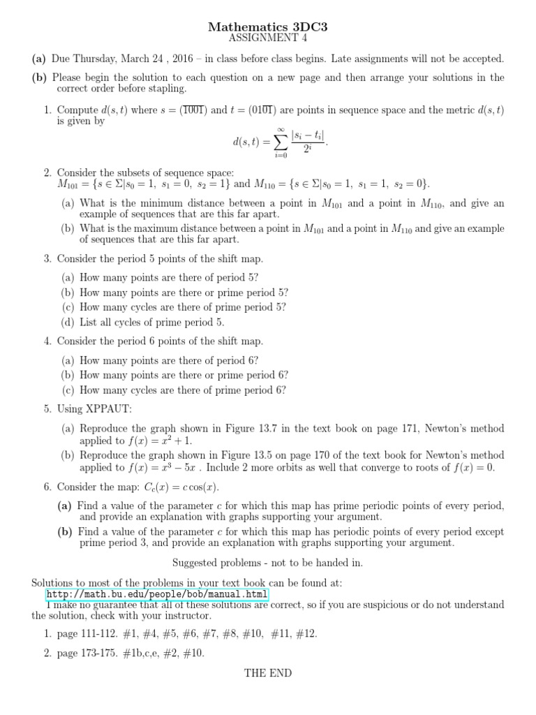 Math 3DC3 Assignment 4 Details | PDF
