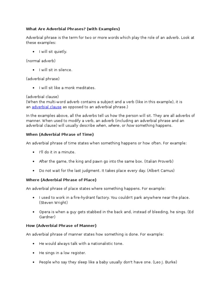 What Are Adverbial Phrases | PDF | Adverb | Phrase
