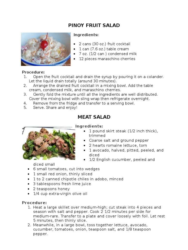 Pinoy Fruit Salad Recipe PDF Salad Foods