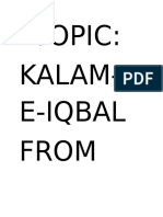 'Topic: Kalam-E-Iqbal From