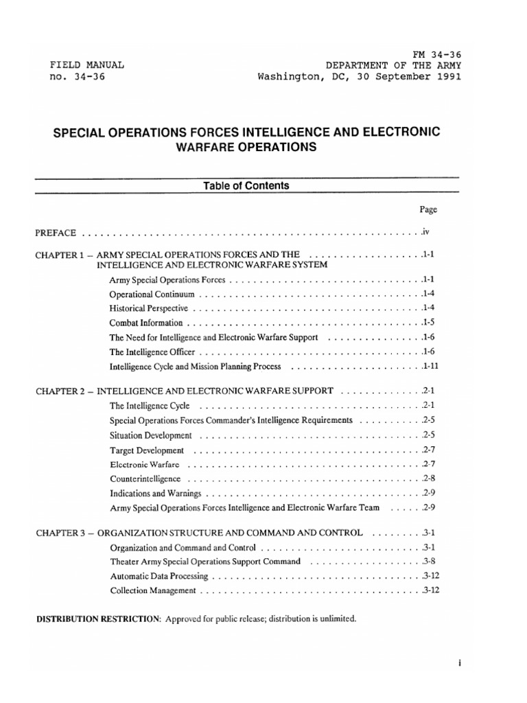 FM 34-36 Special Operations Forces Intelligence and Electronic Warfare ...