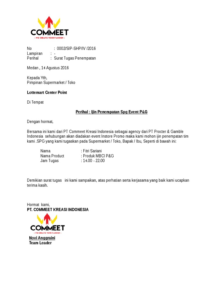 Surat Penempatan Cp