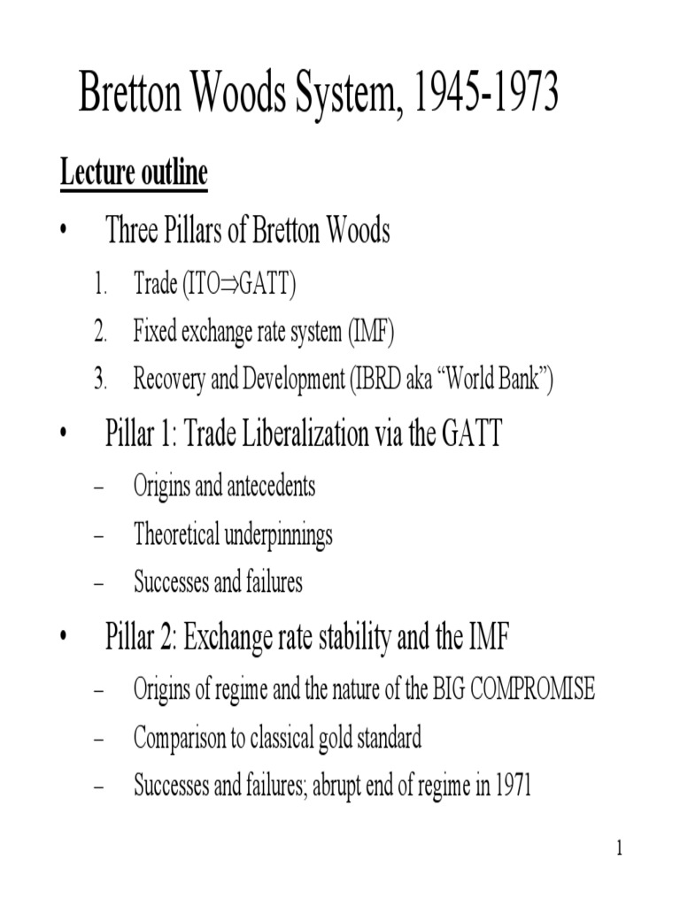 Lecture12 Bretton Woods PDF Fixed Exchange Rate System Bretton