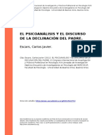 Escars, Carlos Javier (2011). El Psicoanalisis y El Discurso de La Declinacion Del Padre