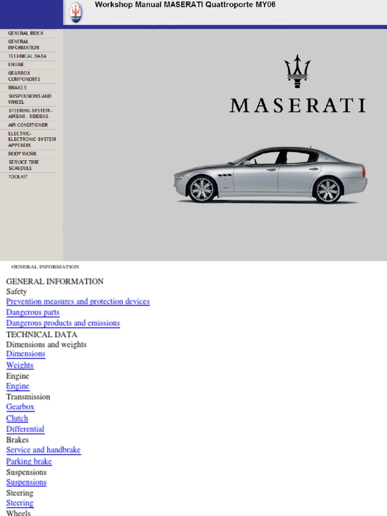 Maserati QP 2006 - 2007 Workshop Manual | Transmission (Mechanics) |  Exhaust Gas