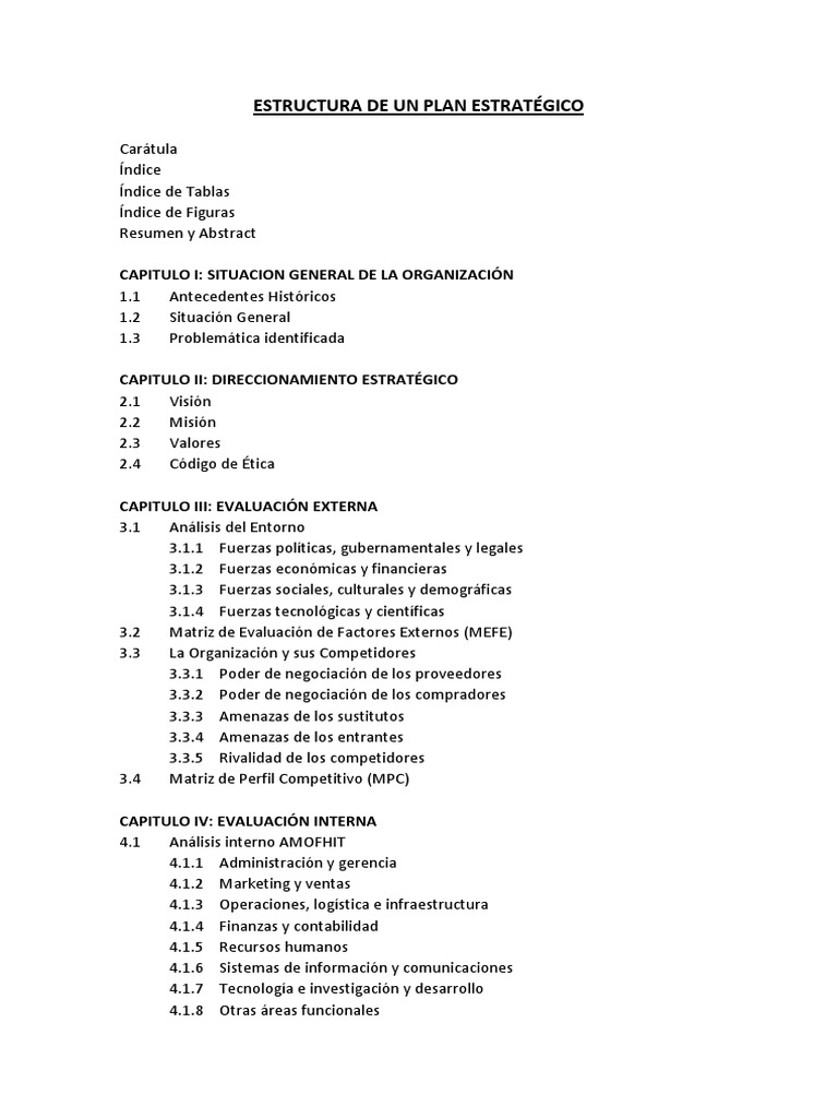 Estructura de un Plan Estratégico | PDF