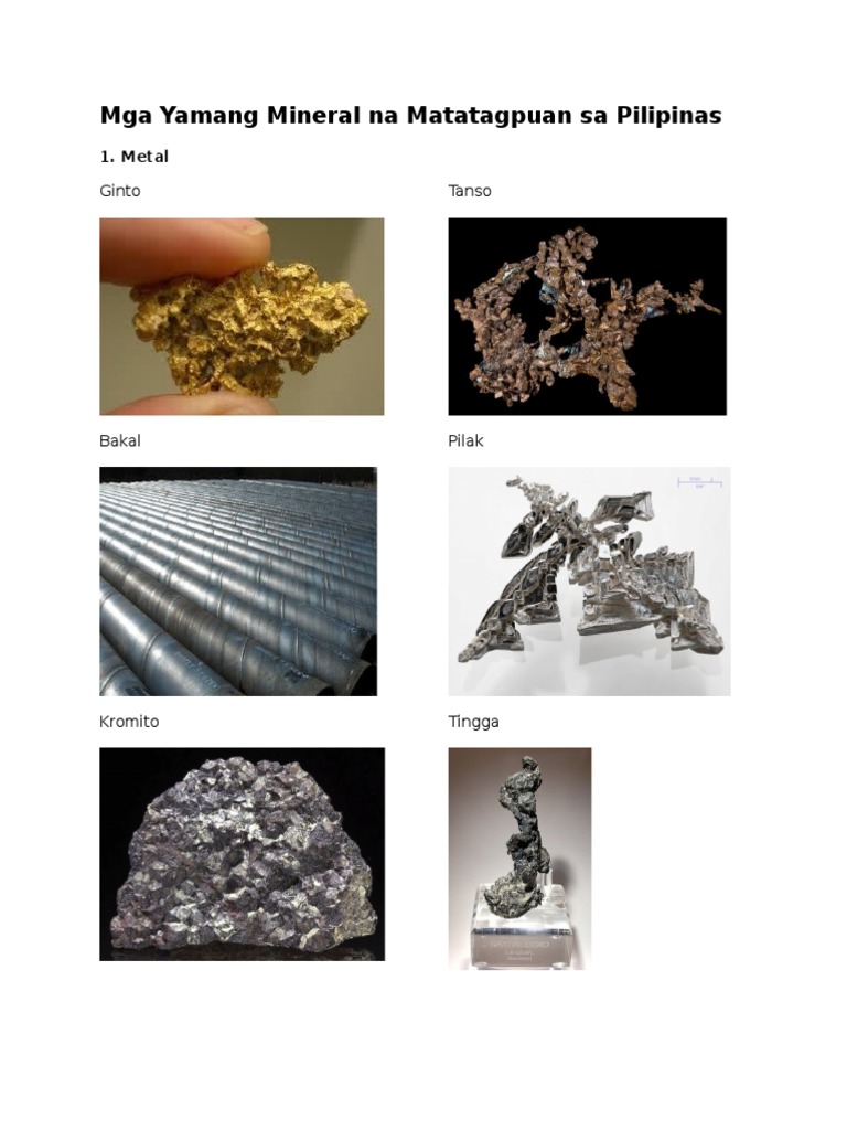 Mga Yamang Mineral Na Matatagpuan Sa Pilipinas | PDF