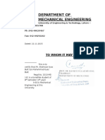 Department of Mechanical Engineering: To Whom It May Concern