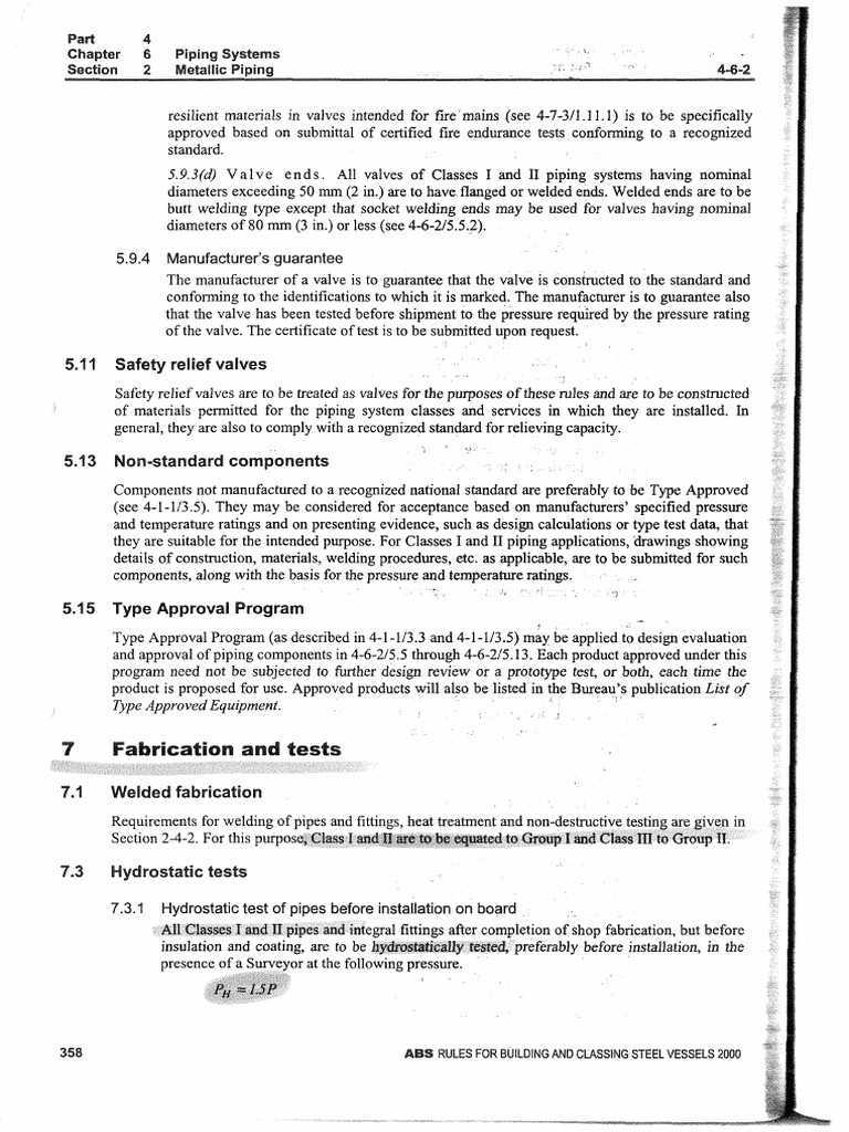 ABS Rules PDF Pipe (Fluid Conveyance) Valve