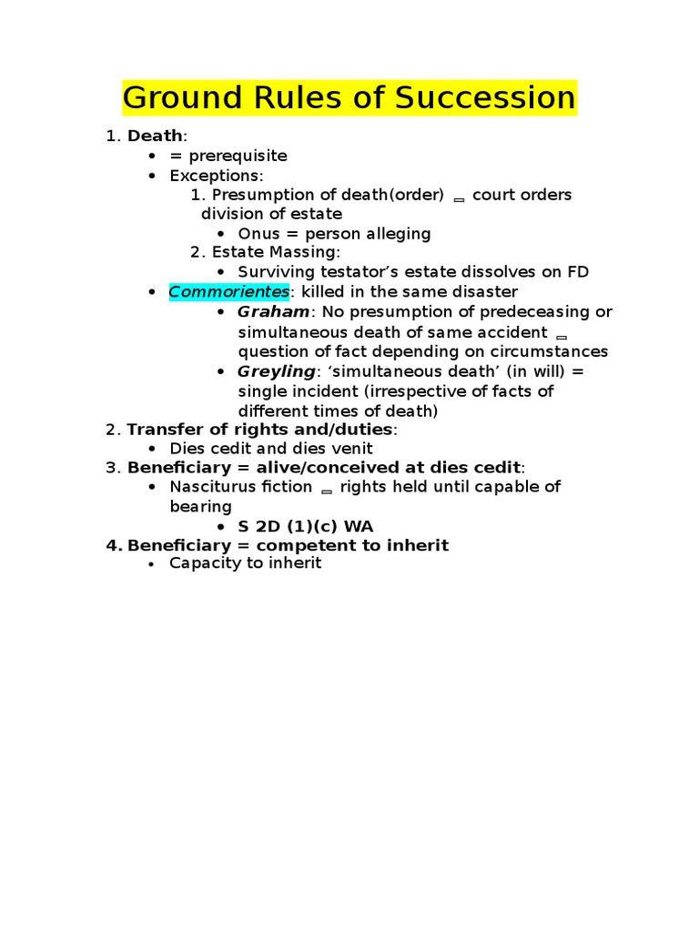 Commorientes Rule in Succession Law | PDF | Law