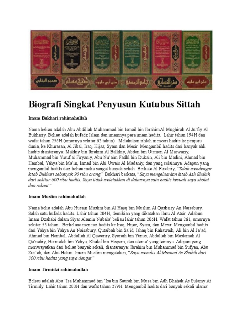 Biografi Singkat Penyusun Kutubus Sittah