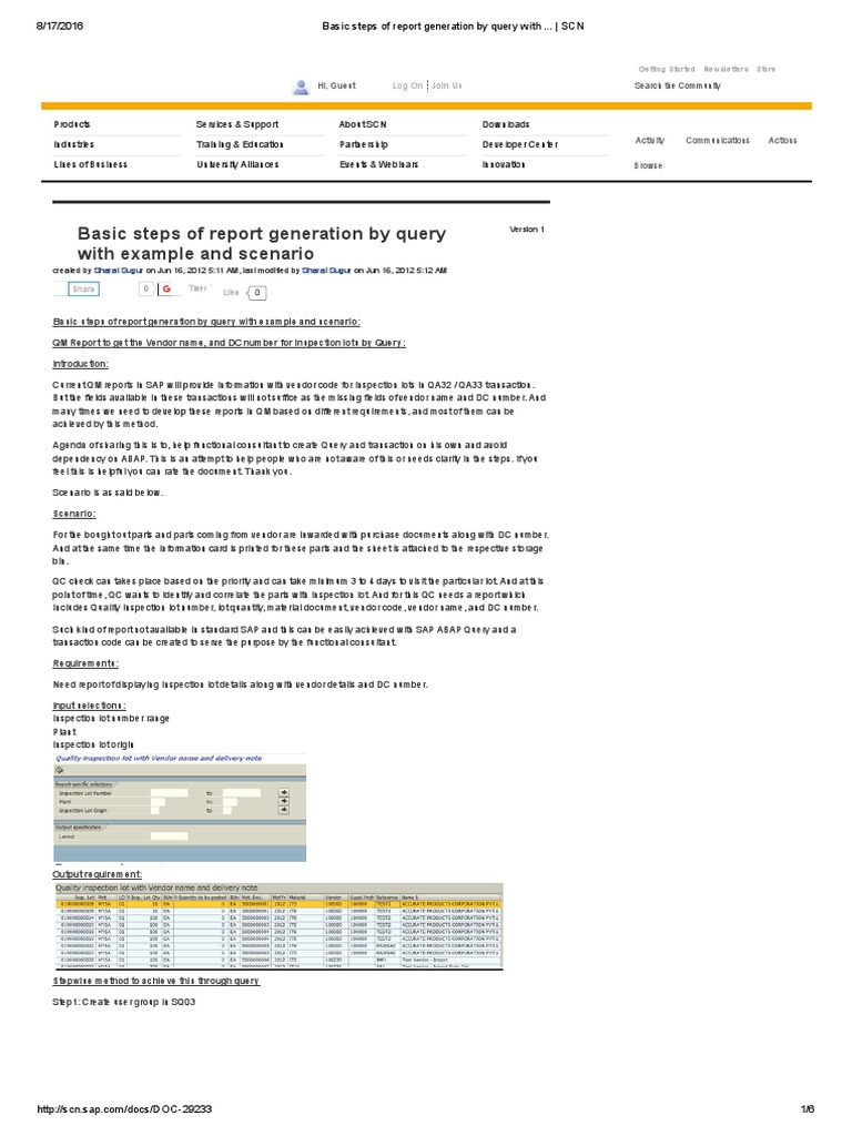 Basic Steps of Report Generation by Query With Example and Scenario PDF ...