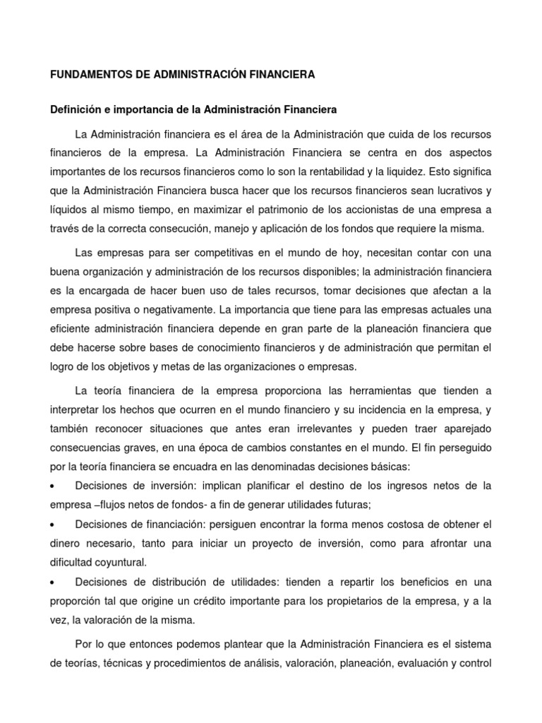 Fundamentos de Finanzas Empresariales | PDF | Compartir (Finanzas ...