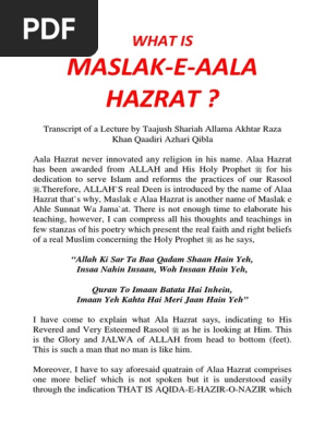 Salam Ala Hazrat In Pdf
