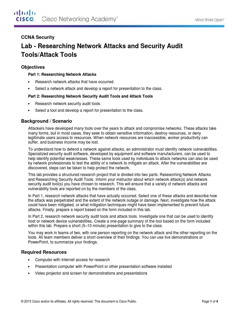 1.4.1.1 Lab - Researching Network Attacks and Security Audit Tools ...