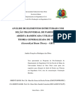 ANÁLISE DE ELEMENTOS ESTRUTURAIS COM SEÇÃO TRANSVERSAL DE PAREDE FINA ABERTA RAMIFICADA UTILIZANDO A TEORIA GENERALIZADA DE VIGAS